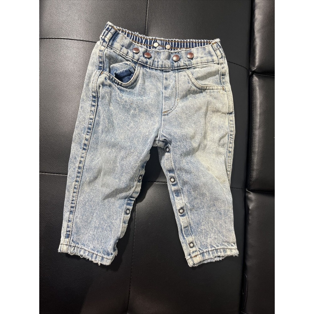 Vintage 90's Little Levi's‎ Distressed Orange Tab Jeans Stained Size 24 Months